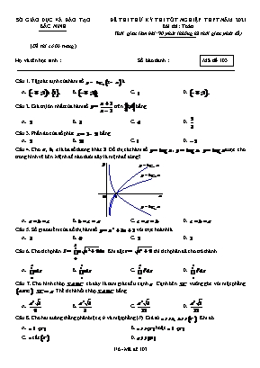 Đề thi thử Tốt nghiệp THPT môn Toán - Mã đề 103 - Năm học 2020-2021 - Sở giáo dục và đào tạo Bắc Ninh (Có đáp án)